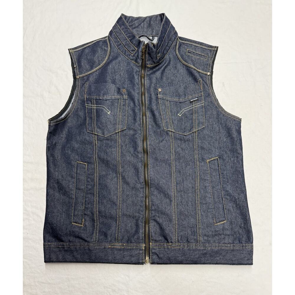 MO7 Most Official Seven Denim Vest Mens Size Large Color Blue